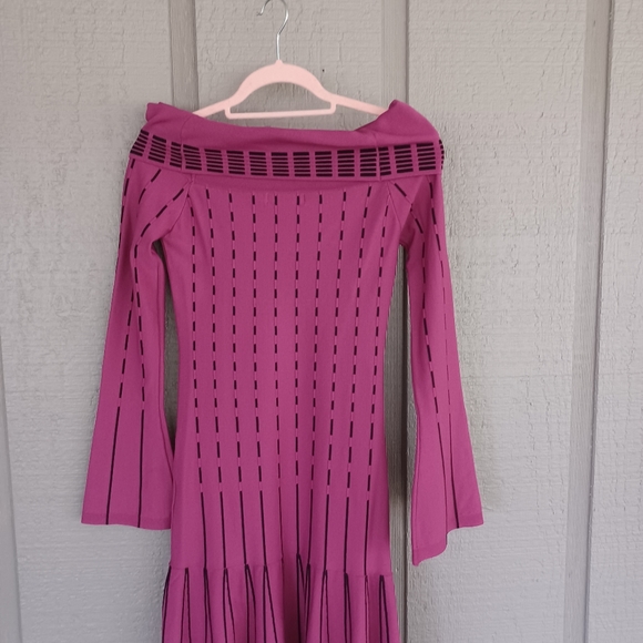 Prabal Gurung Women Striped Off Shoulder Dress Size 0 Knit Long Sleeve Preppy - Picture 6 of 14